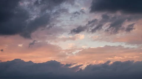 Red, orange and violet sunset clouds in evening timelapse Stock Footage 62398670