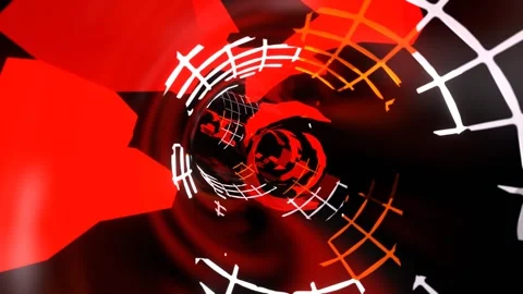 Red Orange and White Moving Along the Abstract Neon Portal Background VJ Loo Stock Footage 308150003