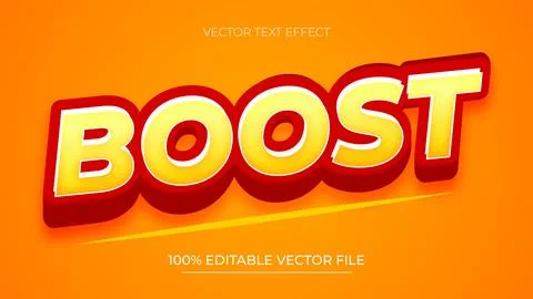 Red Orange Boost 3d editable text effect font style Stock Illustration