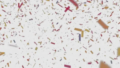 Red orange colour confetti fall down. Transparent isolated on black backgroun Stock Footage 205552634