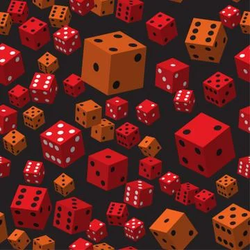 Red Orange Dice Seamless Pattern Stock Illustration