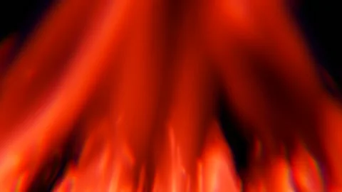 Red Orange Fire Flames Wall Rising Blurred on Black Background Loop Stock-Footage 347788606