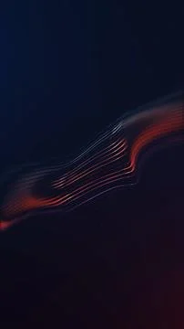 Red orange flowing light wave on dark background, abstract futuristic ribbo.. Stock Illustration