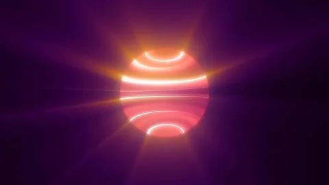 Red orange glowing planet star in space glows with bright rays of the sun mag Illustrazione stock