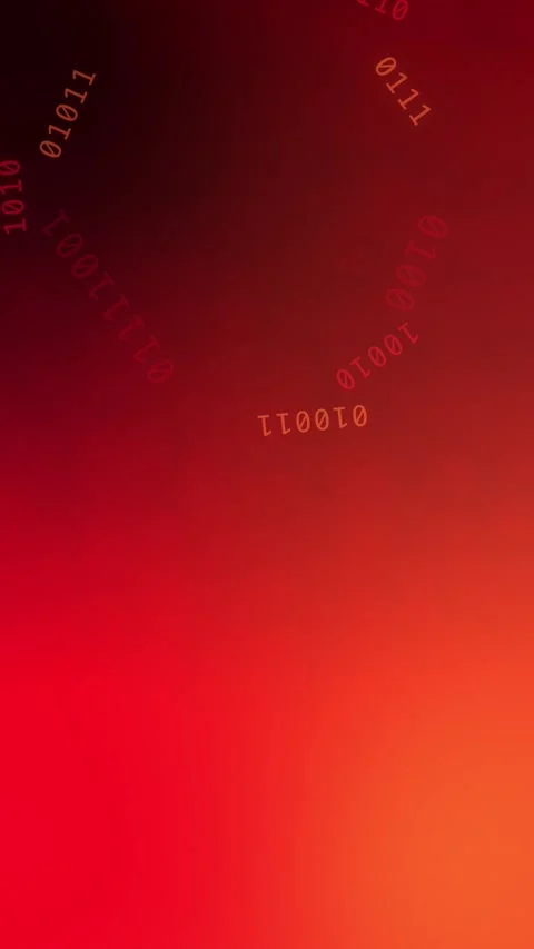 Red orange gradient with circular glowing binary code, Loop Animation Stock Footage 341856766
