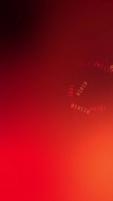 Red orange gradient with circular glowing binary code, Seamless Loop Stock Footage 341858041
