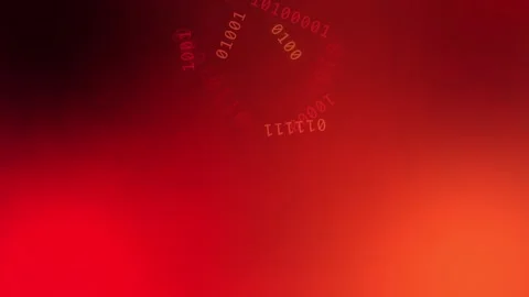 Red orange gradient with circular glowing binary code, Looping Background Stock Footage 341858342