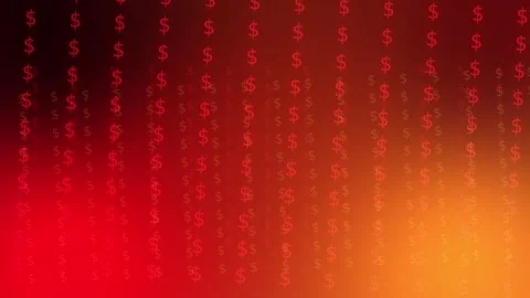 Red orange gradient with glowing dollar symbol pattern, Loop Animation Stock Footage 341857220