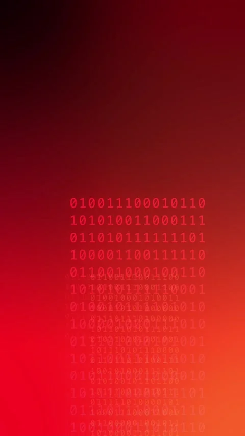 Red orange gradient with glowing vertical binary code, Seamless Loop Stock Footage 341857268