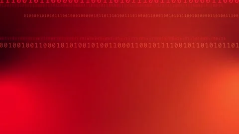 Red orange gradient with horizontal glowing binary code, Seamless Loop Stock Footage 341858020