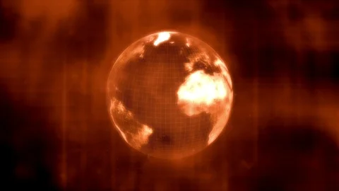 Red orange heat wave globe abstract animated looping background Stock Footage 113288901
