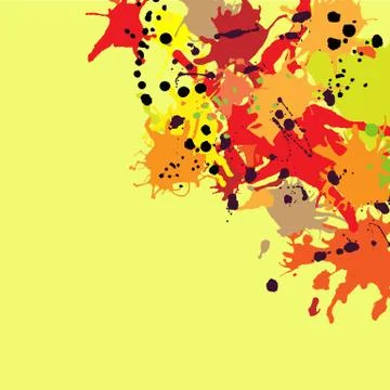 Red orange maroon ink splashes background copy space square Stock Illustration