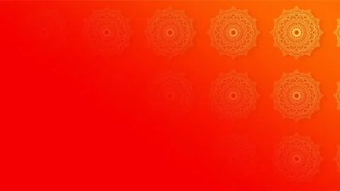 Red Orange Navratri Festive Gradient Background With Mandala Pattern Elements Stock Illustration