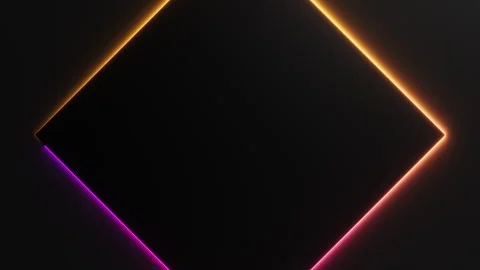 Red orange neon light is moving around black rhombus frame on dark background Stock Footage 327318684