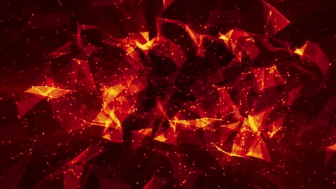 Red orange particles slowly move against a black background. 3D rendering Stock Footage 94057086