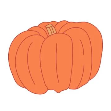 Red-orange pumpkin in cartoon style. Stock Illustration