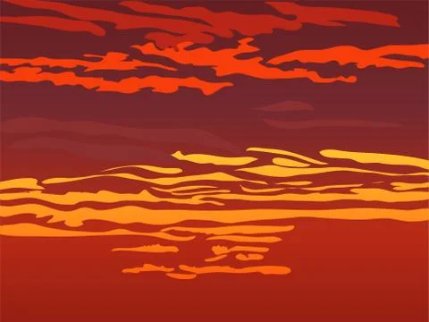 Red orange sky after sunset Stock Illustration