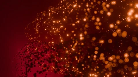 Red orange stardust lights endless loop 3d animation background particles flow Stock Footage 308305759