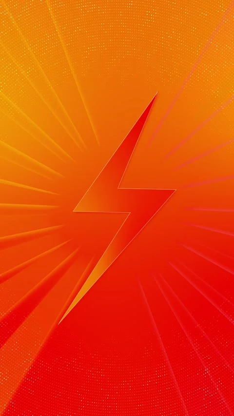 Red orange thunder bolt scene bright electric symbol, dynamic rays, dotted comic Stock Footage 340398419
