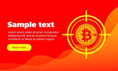 Red orange web banner template with text, read more button and flat coin virtual Stock Illustration