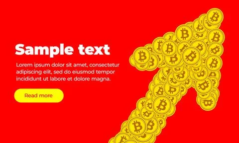 Red orange web banner template with text, read more button and An upward arrow Stock Illustration