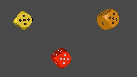 Red Orange Yellow Dice Loop Moving, 3D Rendering Stock Footage 102208157