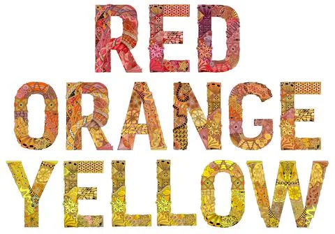 RED, ORANGE, YELLOW. Vector decorative zentangle object for decoration Stock Illustration