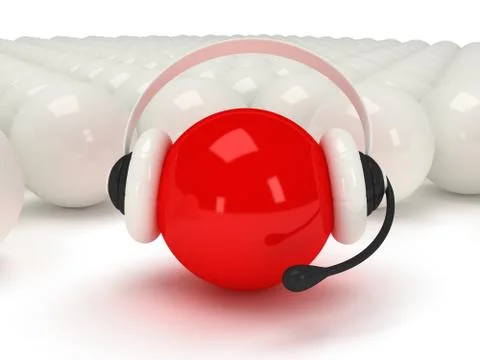 Red orb with headset and white balls Stock Illustration