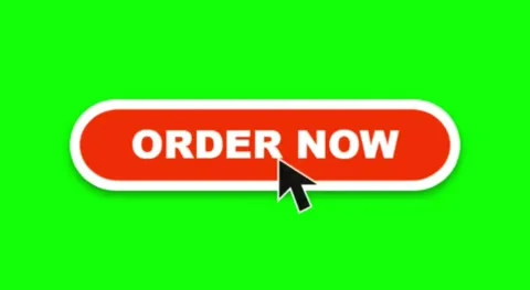 Red Order Now Button Animation with Clicking Mouse Cursor on Green Screen Vídeo Stock 333705859