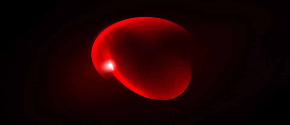 Red organic shape dominates black background. Smooth gradients suggest light Stock Illustration