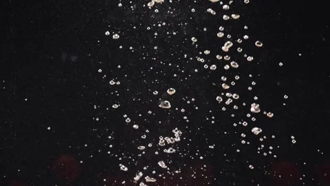 Red organic tomatoes dropping into the water with air bubbles against black Stock Footage 293083826