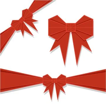 Red origami bow. Vector illustration. Stock Illustration