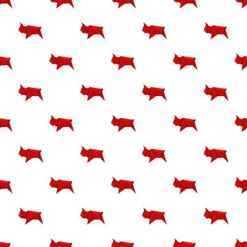 Red origami pig creating a seamless pattern Stock Illustration