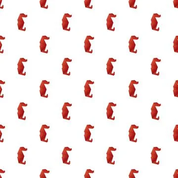 Red origami seahorse pattern creating an ocean aquatic background Stock Illustration