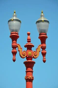Red ornamental lightpost 写真素材