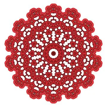 Red Ornamental Line Pattern. Round Texture. Oriental Geometric Ornament 스톡 일러스트