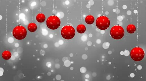 Red Ornaments Silver Background Stock Illustration
