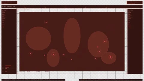 Red Outbreak Map HUD Interface Element Stock Footage 336357117