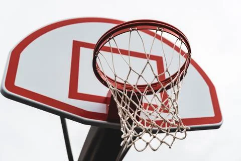 Red Outdoor Basketball Net with Small Backboard Stock Photos