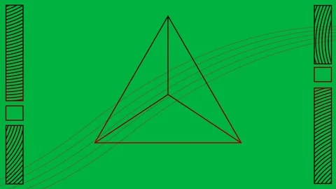 Red outline of 3d geometric triangle shape moving and turning Stock Footage 325177355