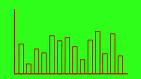 Red outline bar chart animation on green background representing financial .. Stock Footage 332840743