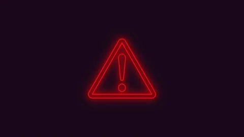 Red outline glowing warning triangle seamless loop animation with flashing. Stock Footage 324819277