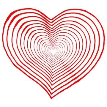 Red outline heart. Vector background of hearts card on Valentine's Day. Roman Stock Illustration