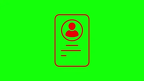 Red outline human profile card animation drawing on green screen background Stock Footage 333878153