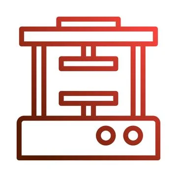 Red Outline Icon of a Machine with Two Buttons Stock Illustration