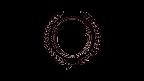 Red Outline Laurel Wreath With Inner Ornate Circle Stock Footage 318213892