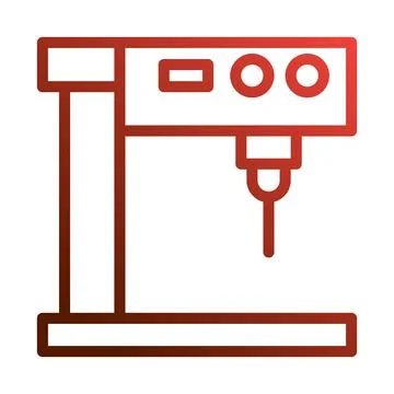 Red outlined machine tool with circular elements イラスト素材