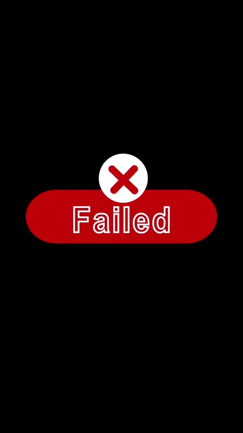 Red oval button with white text failed and cross symbol animation in vertic.. Stock Footage 344732786