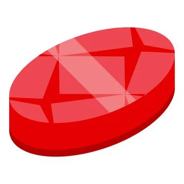 Red oval ruby gemstone shining brightly Stock Illustration