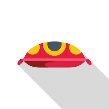 Red oval throw pillow with yellow circles and long shadow Stock Illustration